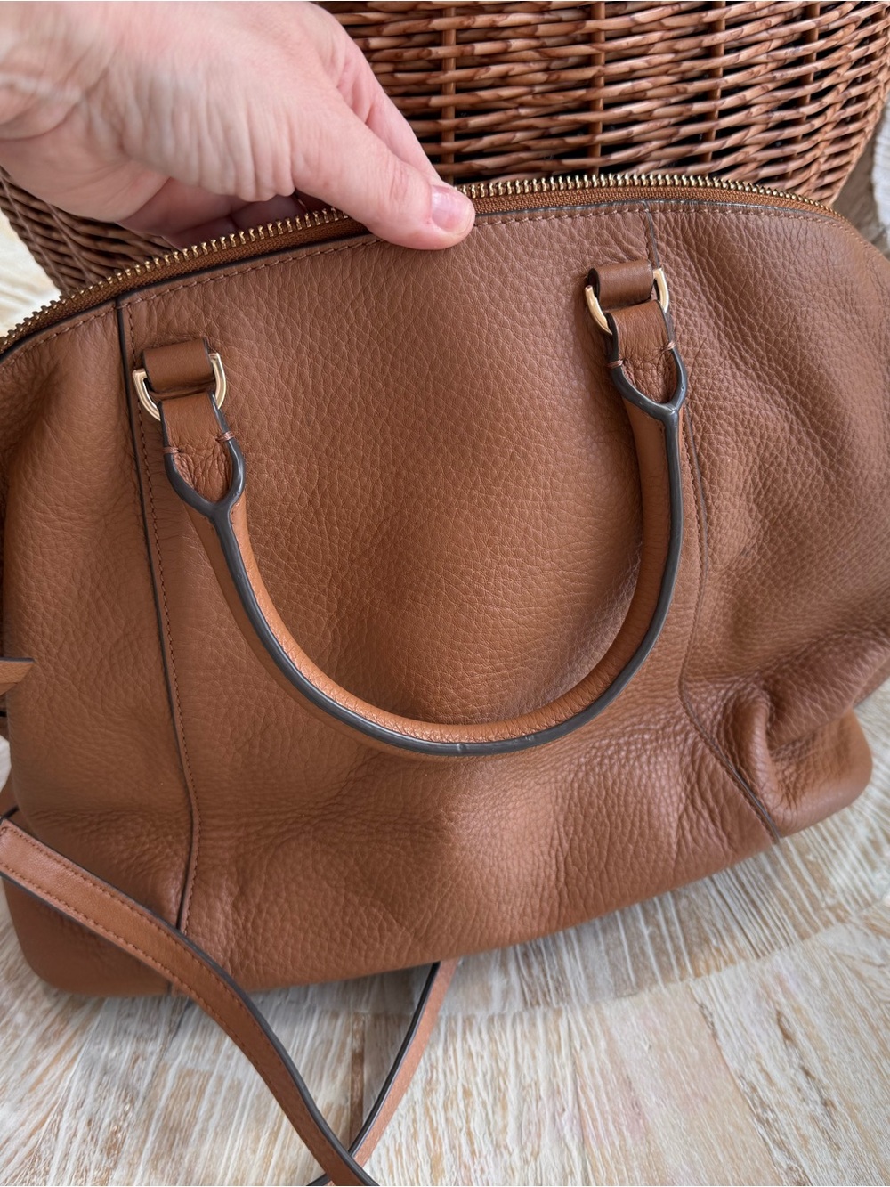 Tory Burch Tan/Brown leather Top-Handle Satchel - Picture 3 of 4